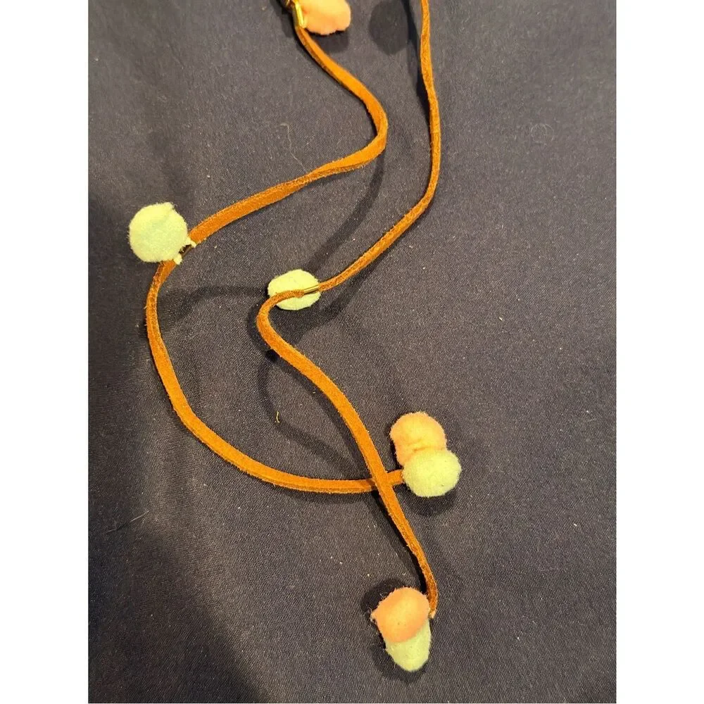 Ettika Women's Pom-Pom Suede Necklace - Tan with Pastel Accents